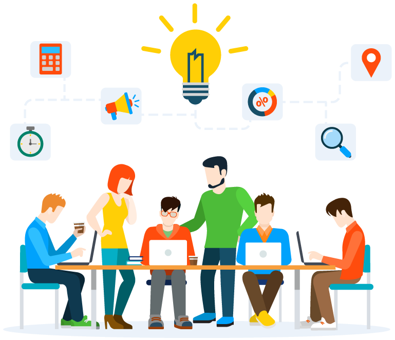 A team of creative designers and developers